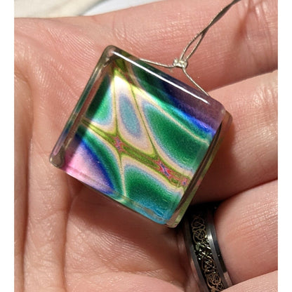 Rainbow Abstract Glass Pendant Necklace