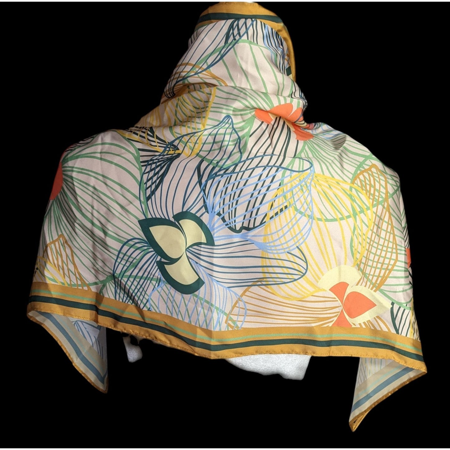 Alida Boer Multicolor Floral Scarf 35"x17" Artful Design