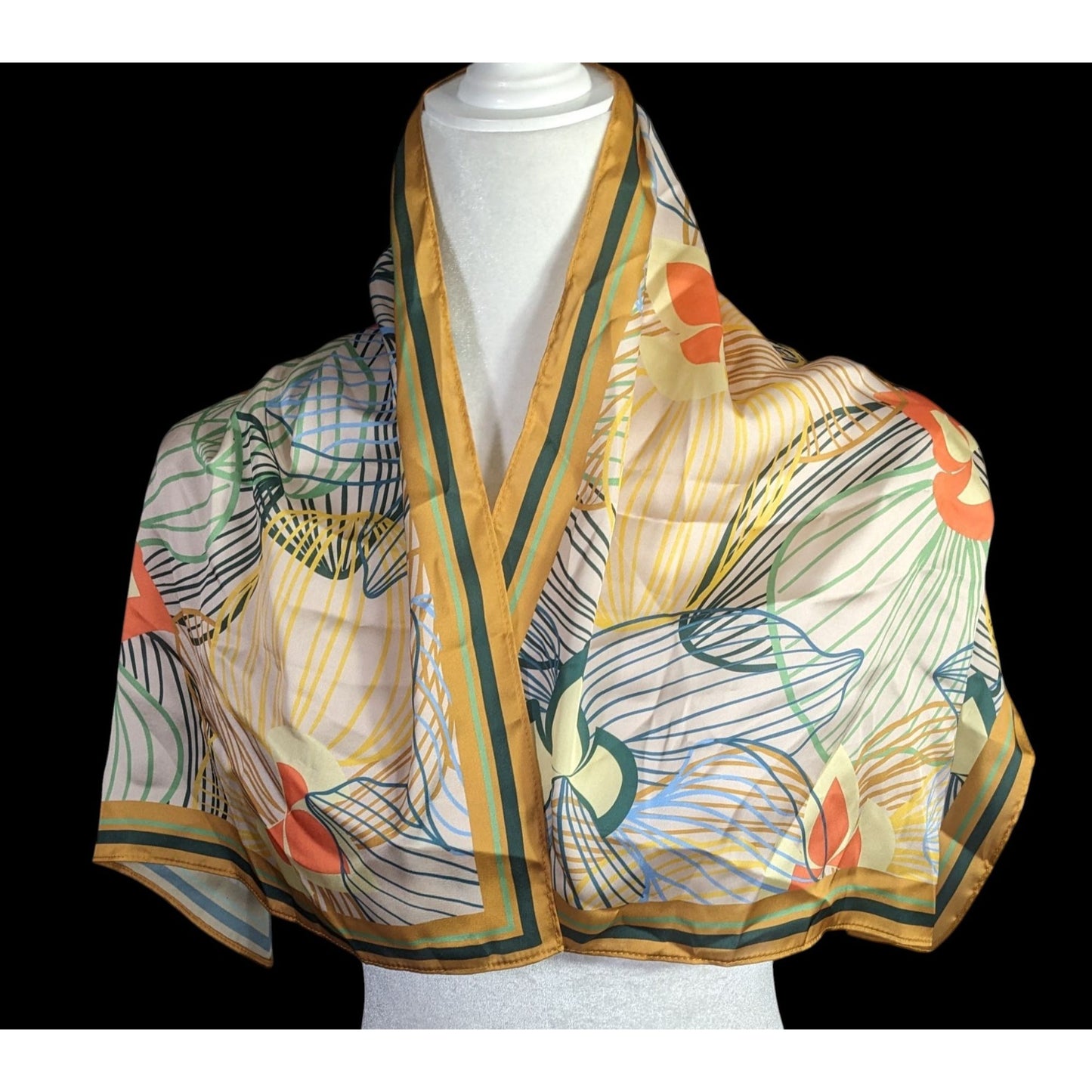 Alida Boer Multicolor Floral Scarf 35"x17" Artful Design