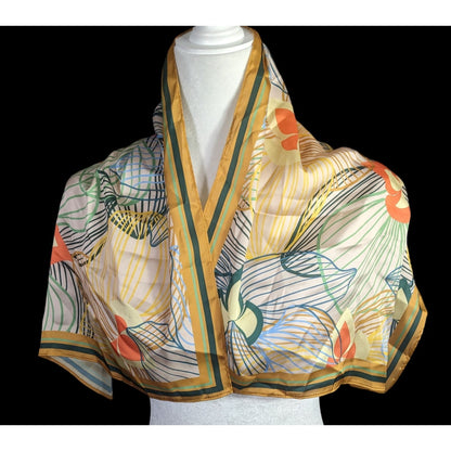 Alida Boer Multicolor Floral Scarf 35"x17" Artful Design