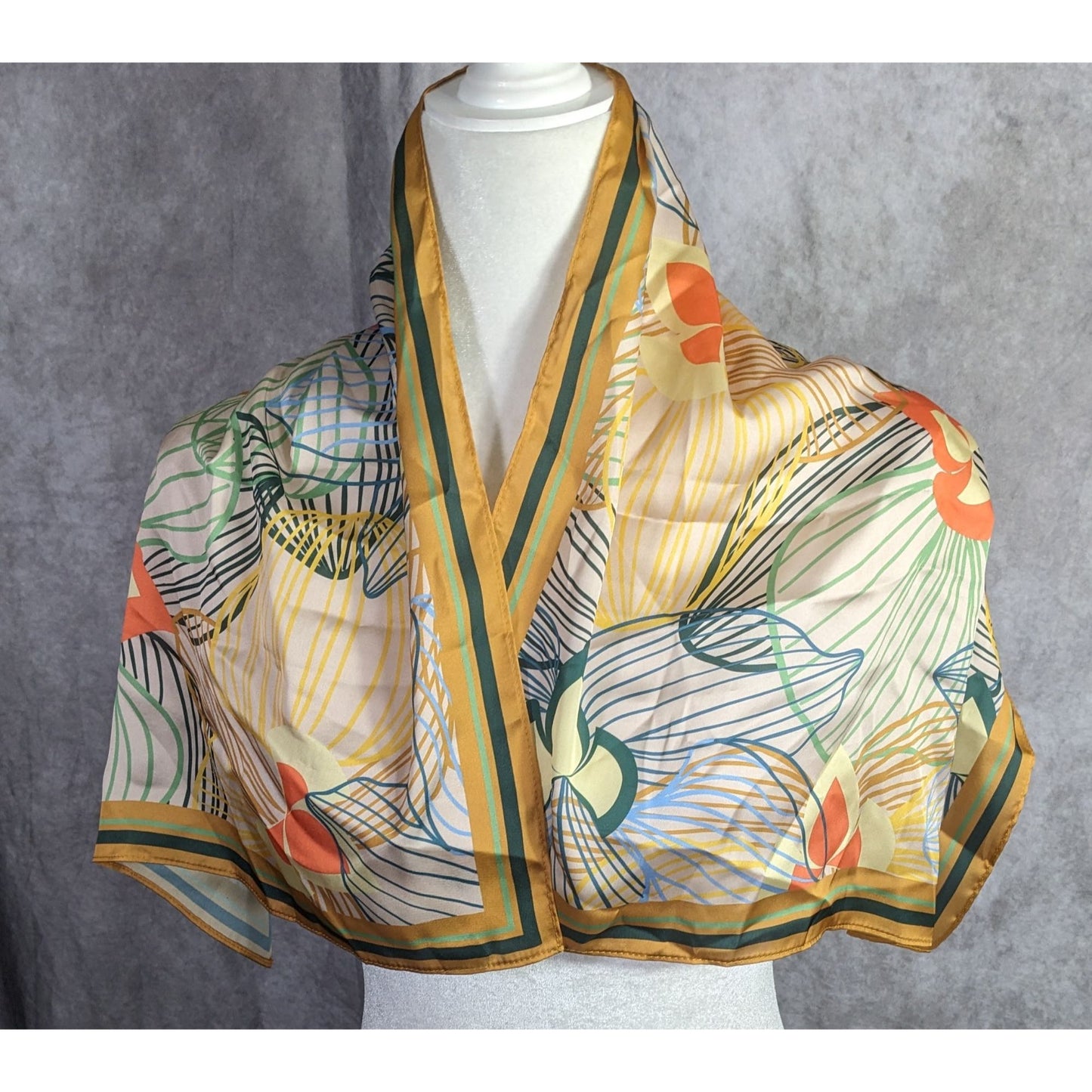 Alida Boer Multicolor Floral Scarf 35"x17" Artful Design