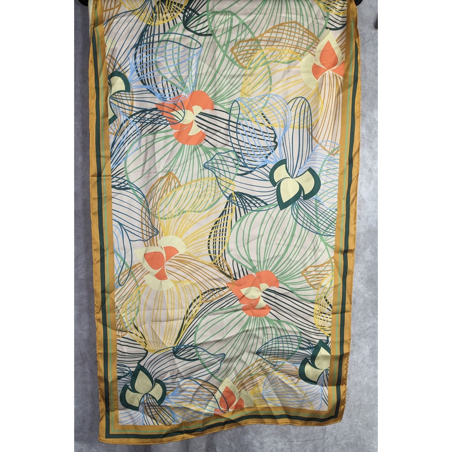 Alida Boer Multicolor Floral Scarf 35"x17" Artful Design