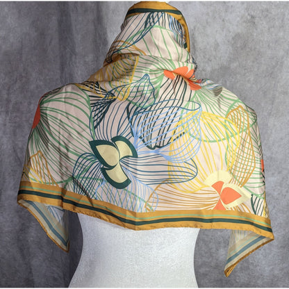 Alida Boer Multicolor Floral Scarf 35"x17" Artful Design