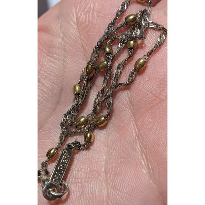 Vintage Napier Silver Chain Gold Studded Necklace