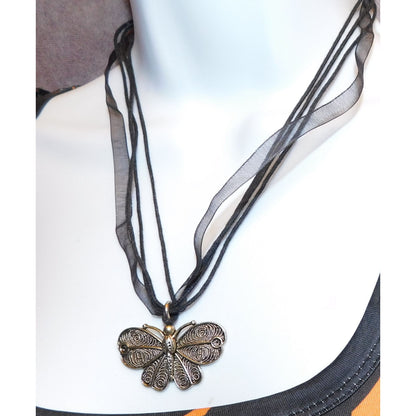 Gothic Fairycore Organza Butterfly Necklace