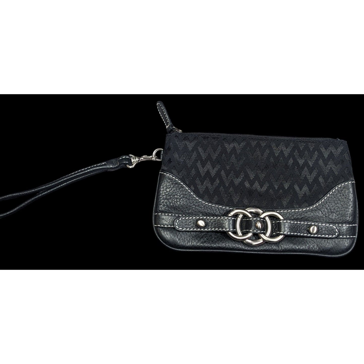 Wilson's Leather Gothic Black Zip Clutch/Wristlet