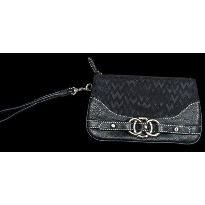 Wilson's Leather Gothic Black Zip Clutch/Wristlet