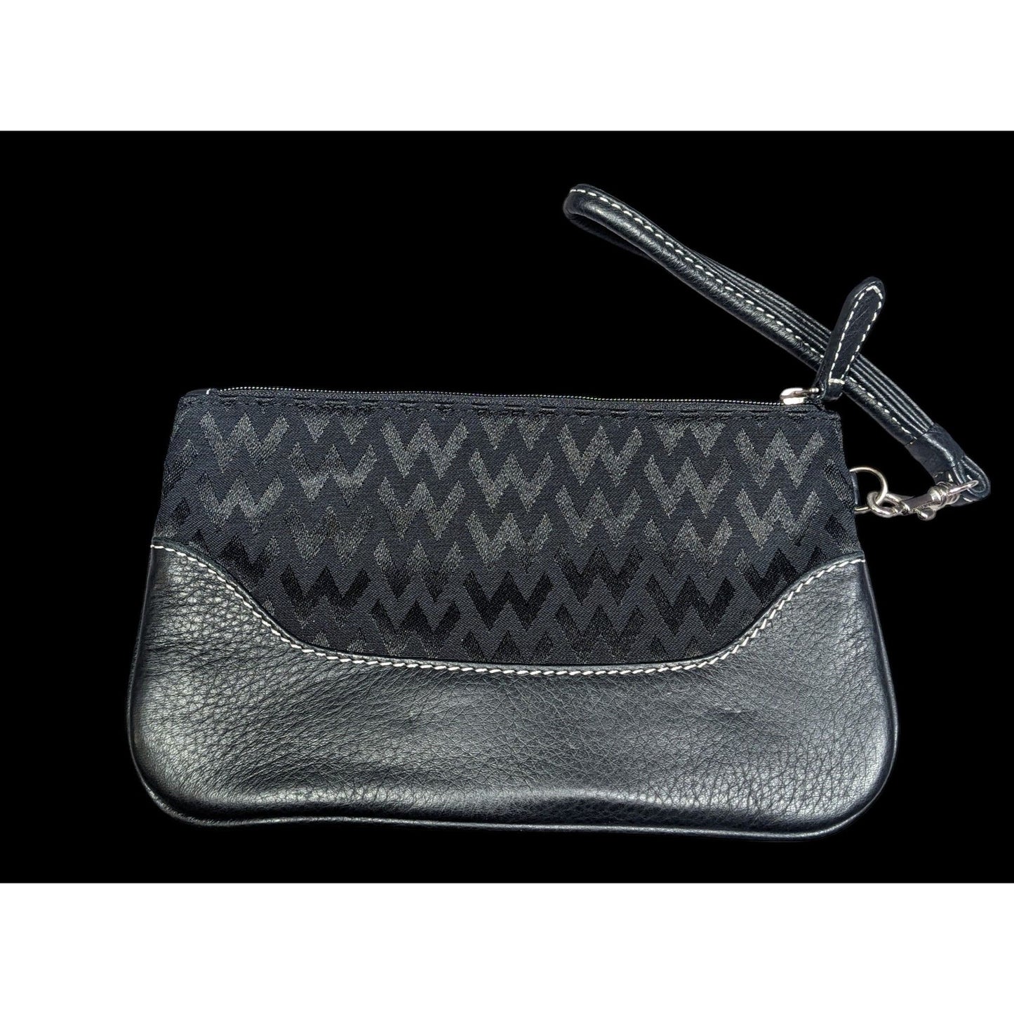 Wilson's Leather Gothic Black Zip Clutch/Wristlet