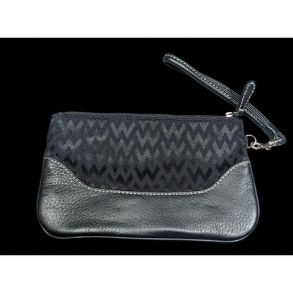 Wilson's Leather Gothic Black Zip Clutch/Wristlet