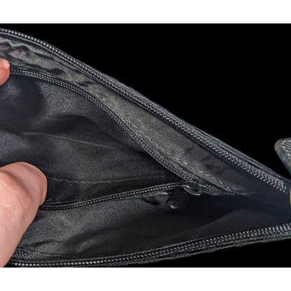 Wilson's Leather Gothic Black Zip Clutch/Wristlet