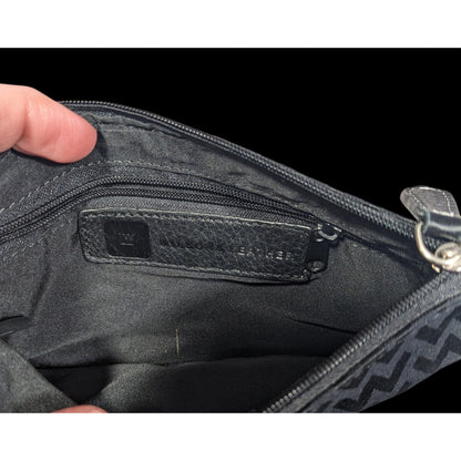 Wilson's Leather Gothic Black Zip Clutch/Wristlet