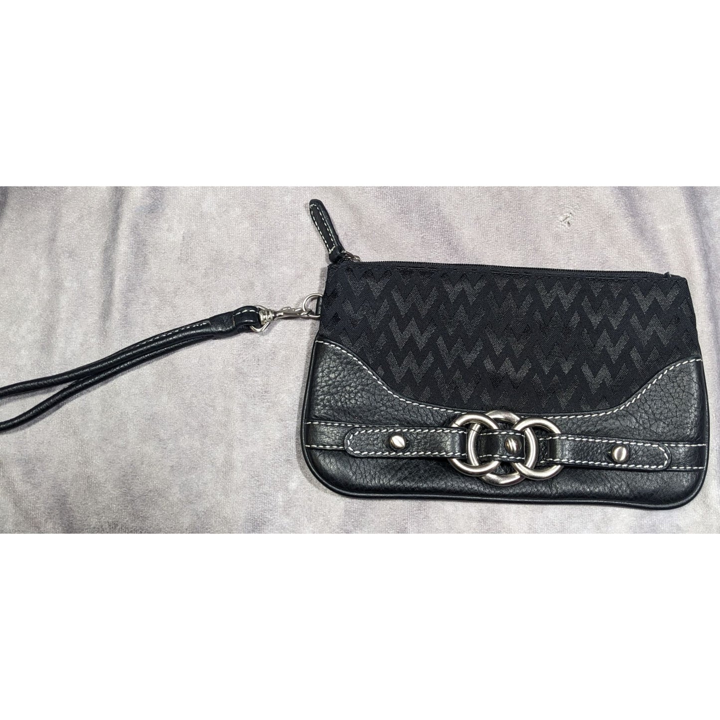 Wilson's Leather Gothic Black Zip Clutch/Wristlet