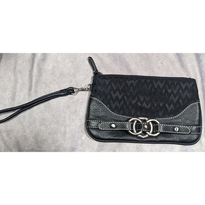 Wilson's Leather Gothic Black Zip Clutch/Wristlet