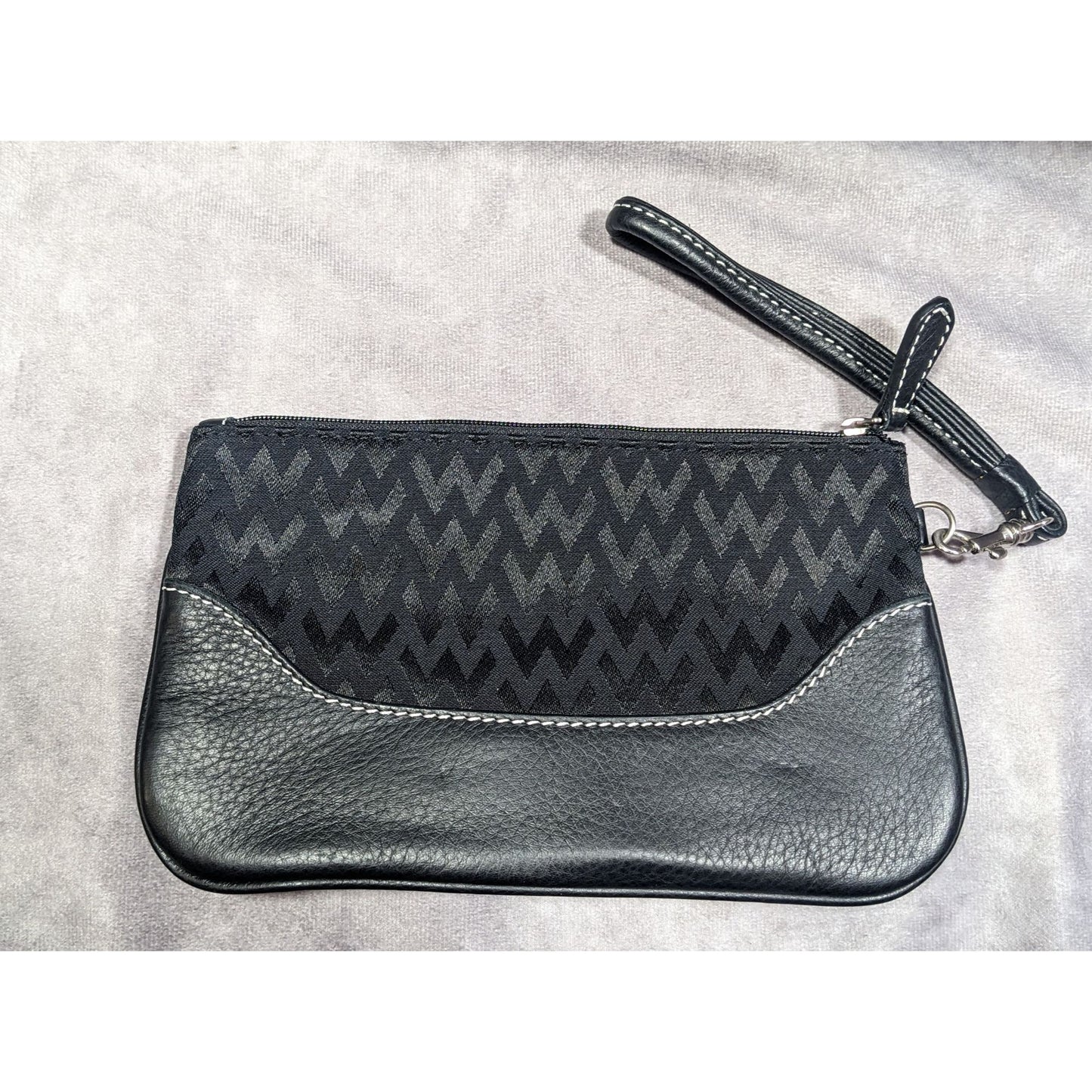 Wilson's Leather Gothic Black Zip Clutch/Wristlet