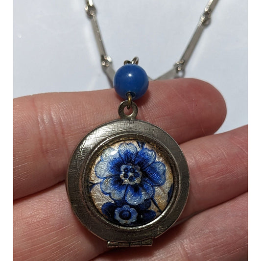 Vintage Park Lane Blue Floral Locket Necklace