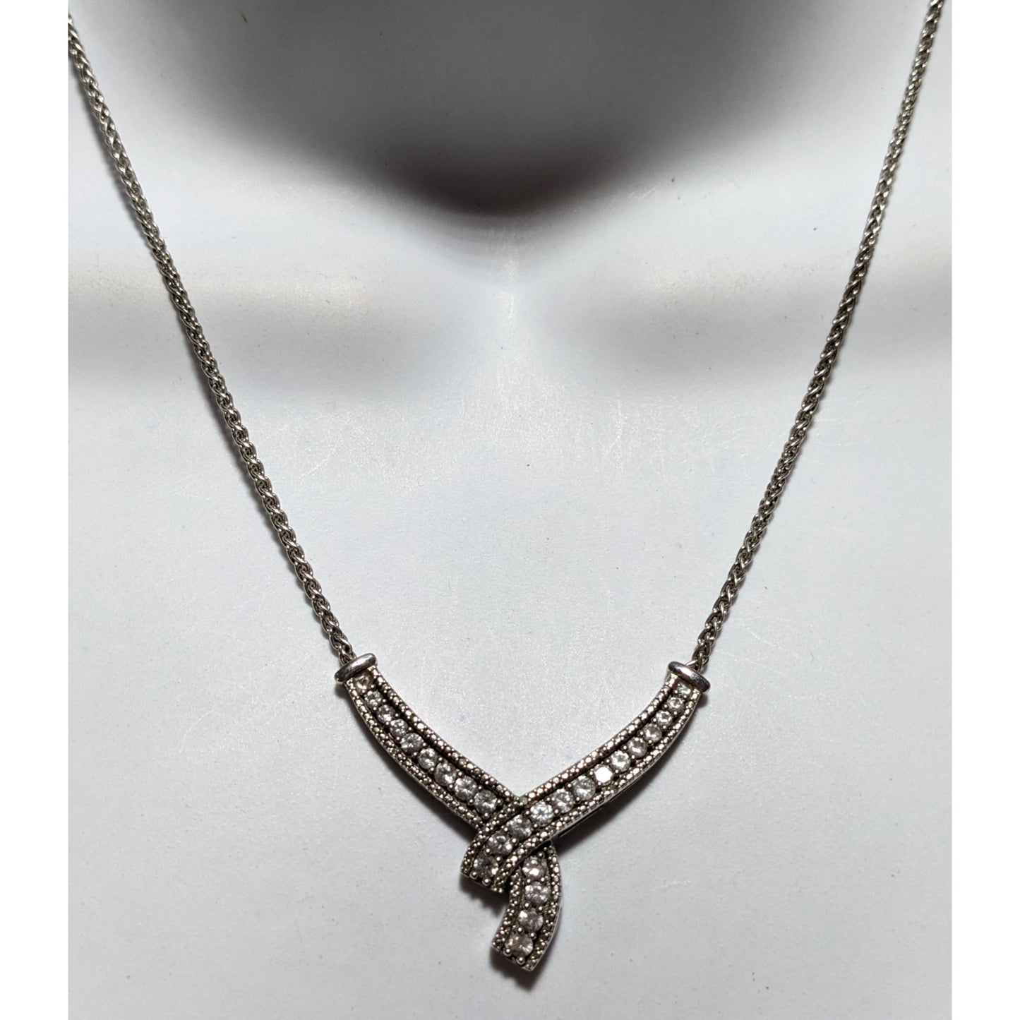 Zales Lab Created White Sapphire And Diamond Accent Twist Necklace