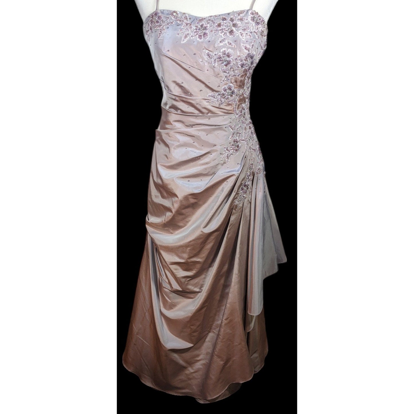 Vintage Saison Blanche Couture Grey/Purple Floral Beaded Prom/Wedding Dress