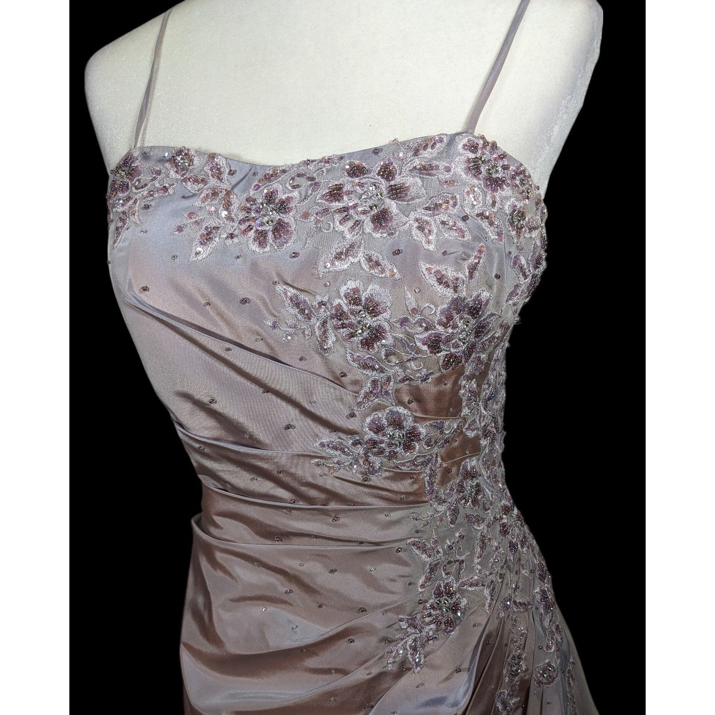 Vintage Saison Blanche Couture Grey/Purple Floral Beaded Prom/Wedding Dress