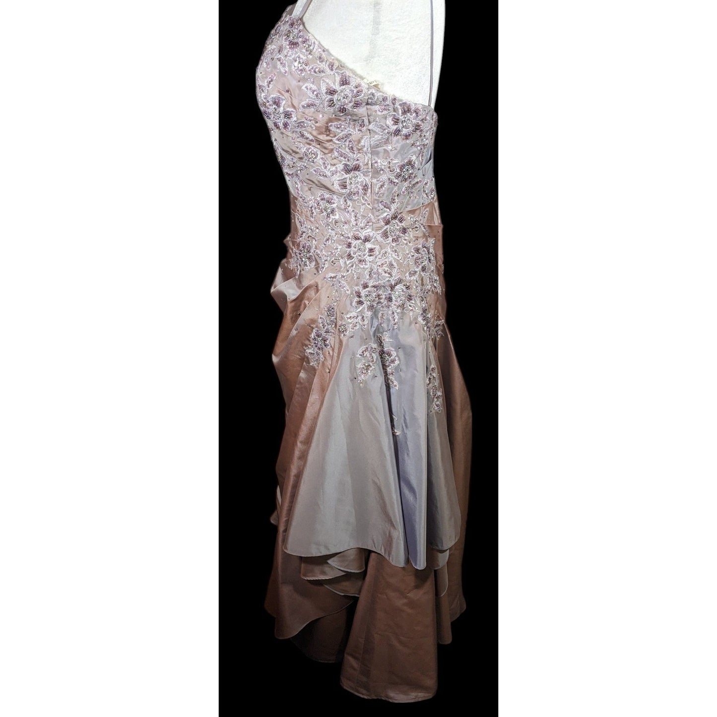 Vintage Saison Blanche Couture Grey/Purple Floral Beaded Prom/Wedding Dress