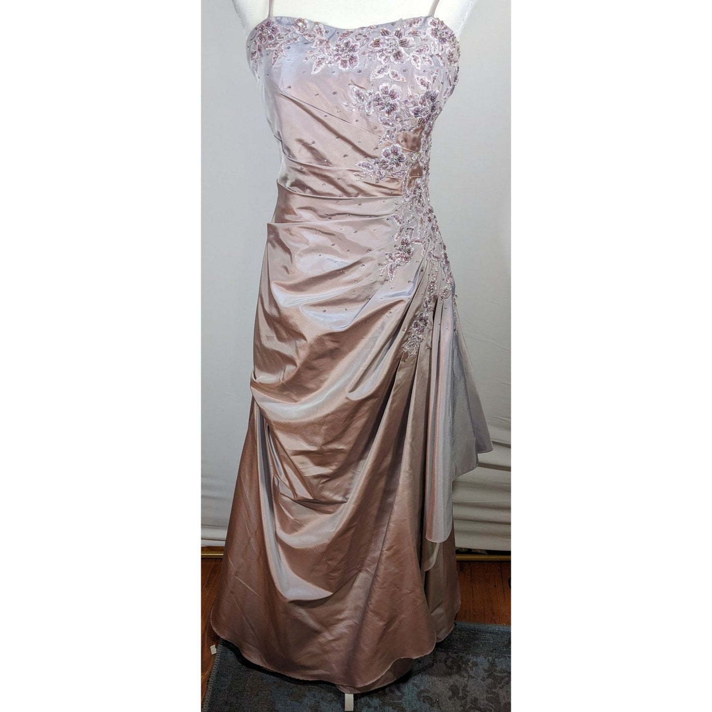 Vintage Saison Blanche Couture Grey/Purple Floral Beaded Prom/Wedding Dress