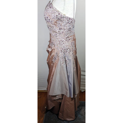 Vintage Saison Blanche Couture Grey/Purple Floral Beaded Prom/Wedding Dress