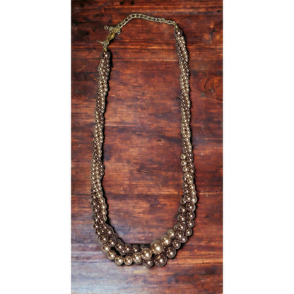 Roman Brown And Tan Twist Pearl Beaded Necklace