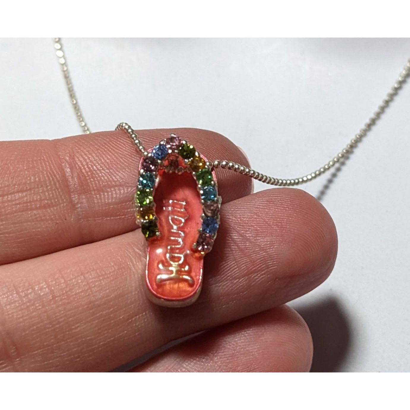 MC Rainbow Gem Enamel Hawaii Sandal Necklace