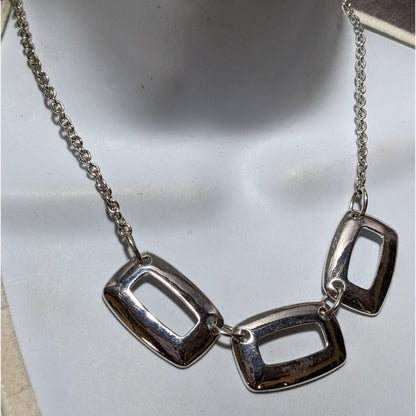 Modern Geometric Liz Claiborne Silver Necklace