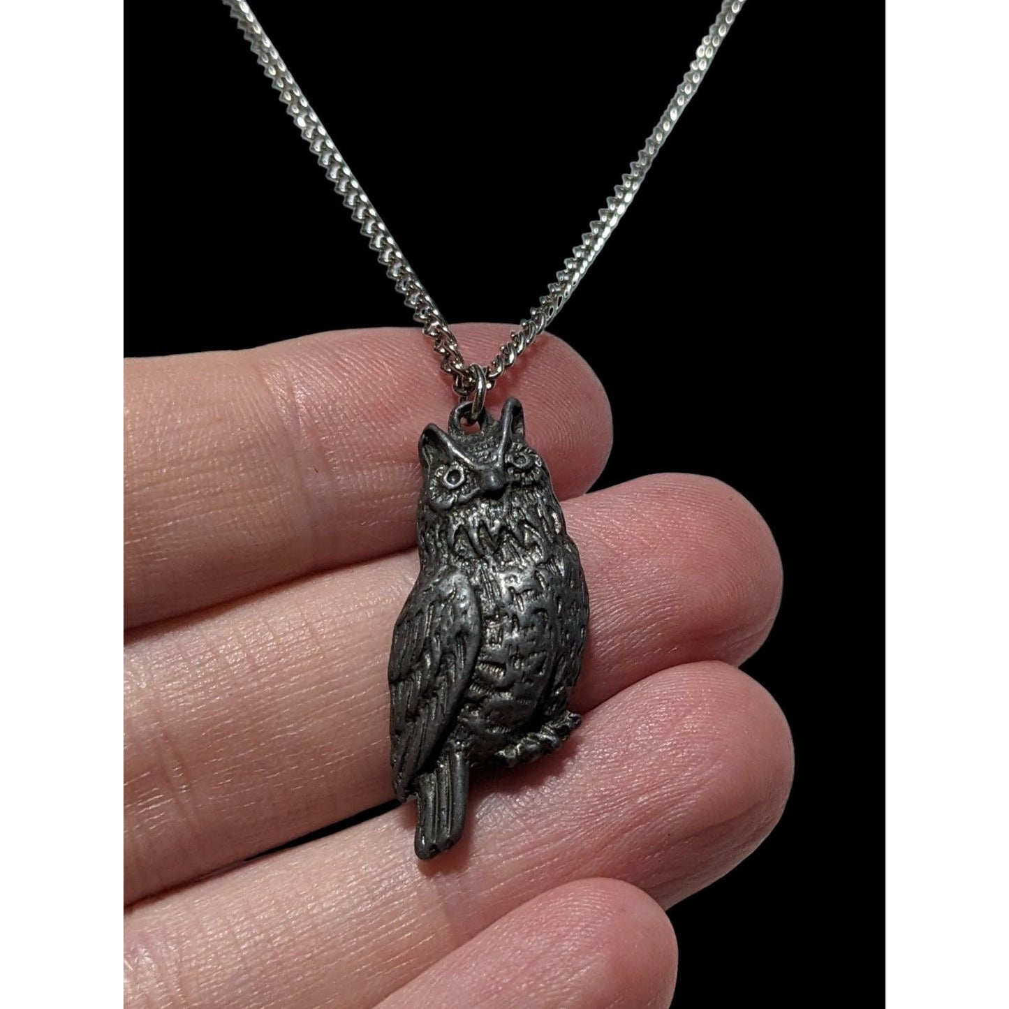 Vintage Minimalist Silver Owl Pendant Necklace