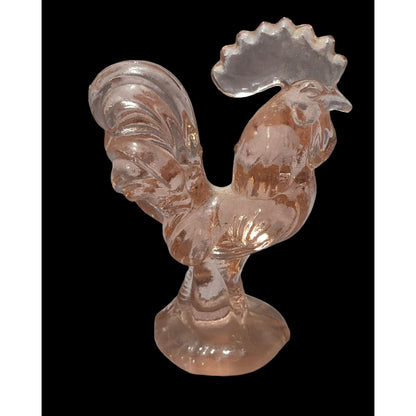 Pink Glass Rooster Figurine