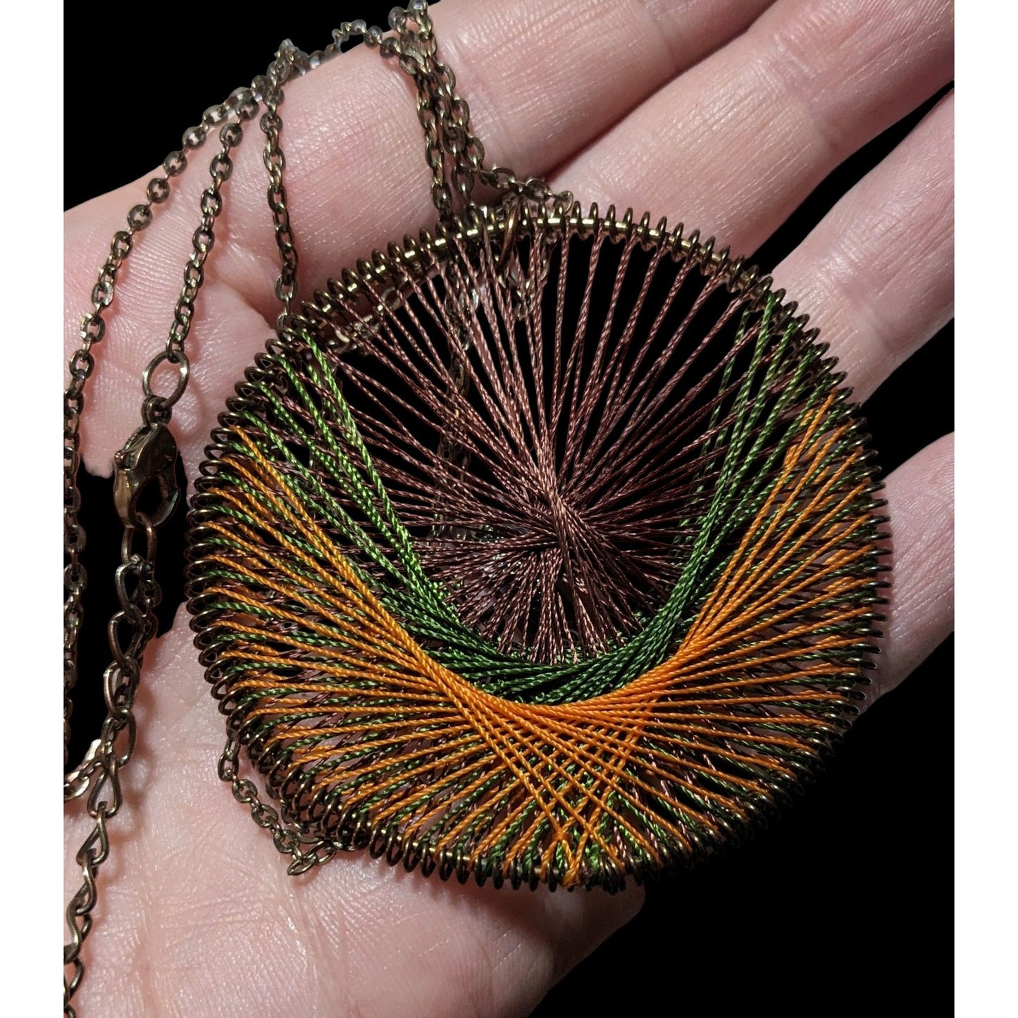 Earth Tone Macrame Threaded Pendant Necklace