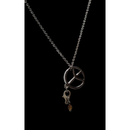 Silver Peace Sign  Chain Charm  Necklace