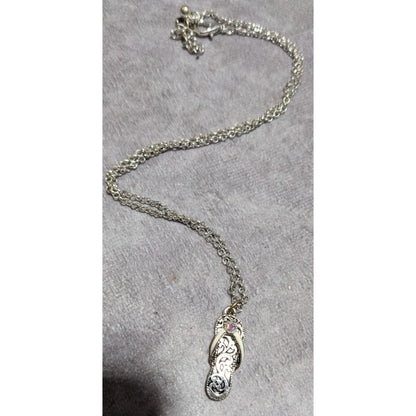 Silver Rhinestone Sandal Necklace