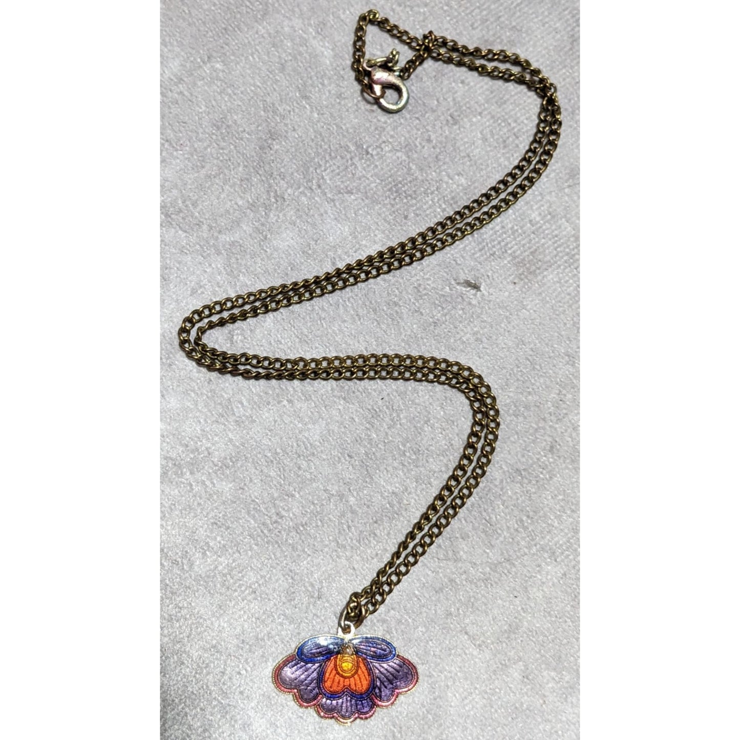 Purple Cloissone Moth Necklace