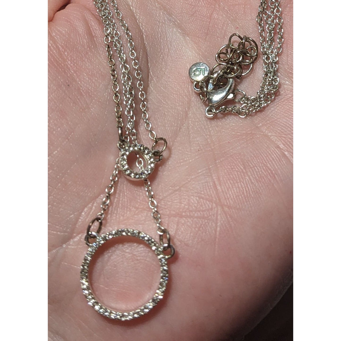 Liz Claiborne Silver Double Circle Necklace