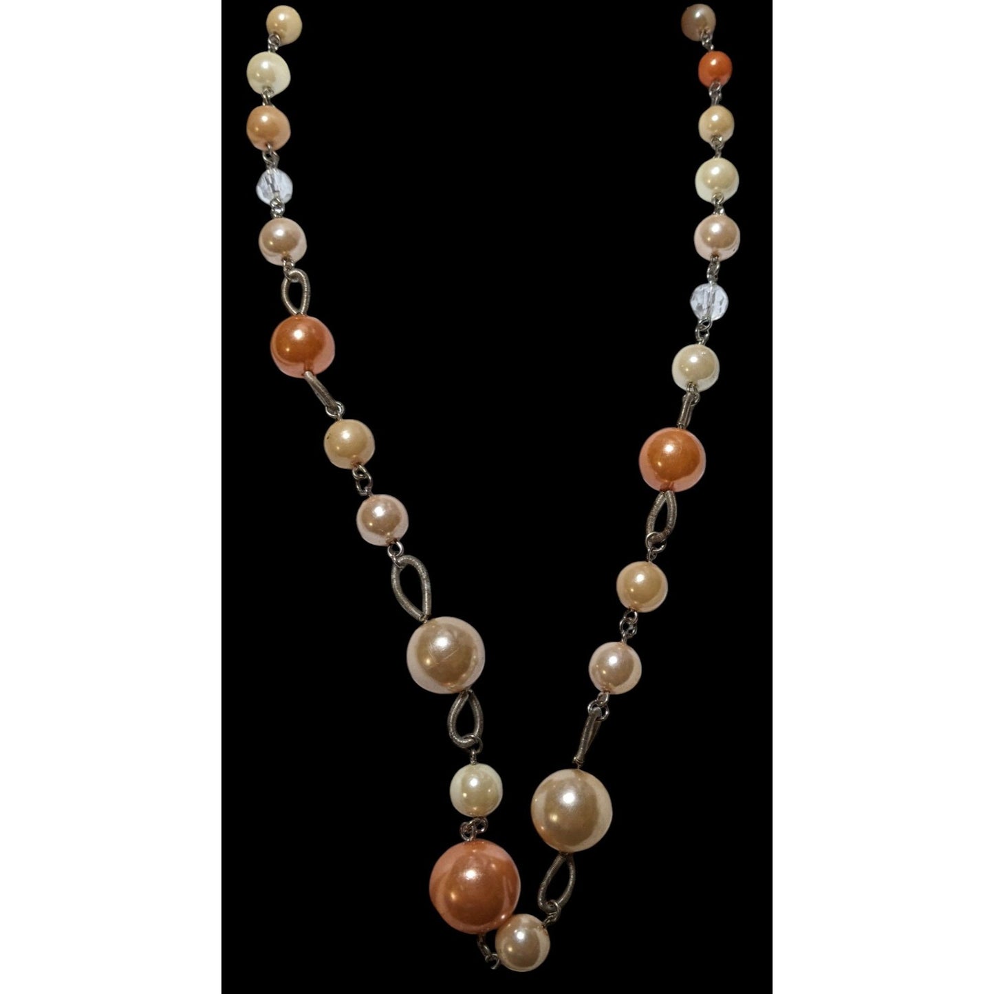 Orange Cream Vintage Pearl Beaded Necklace