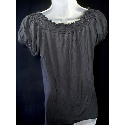 Julie's Closet Blue Studded Peasant Top