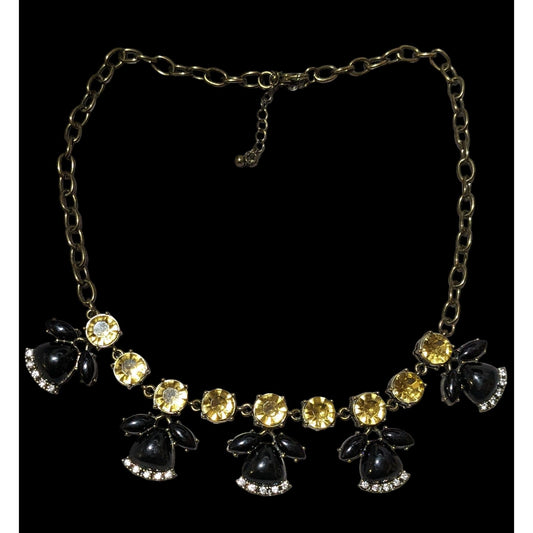 Retro Glam Gem Studded Statement Necklace