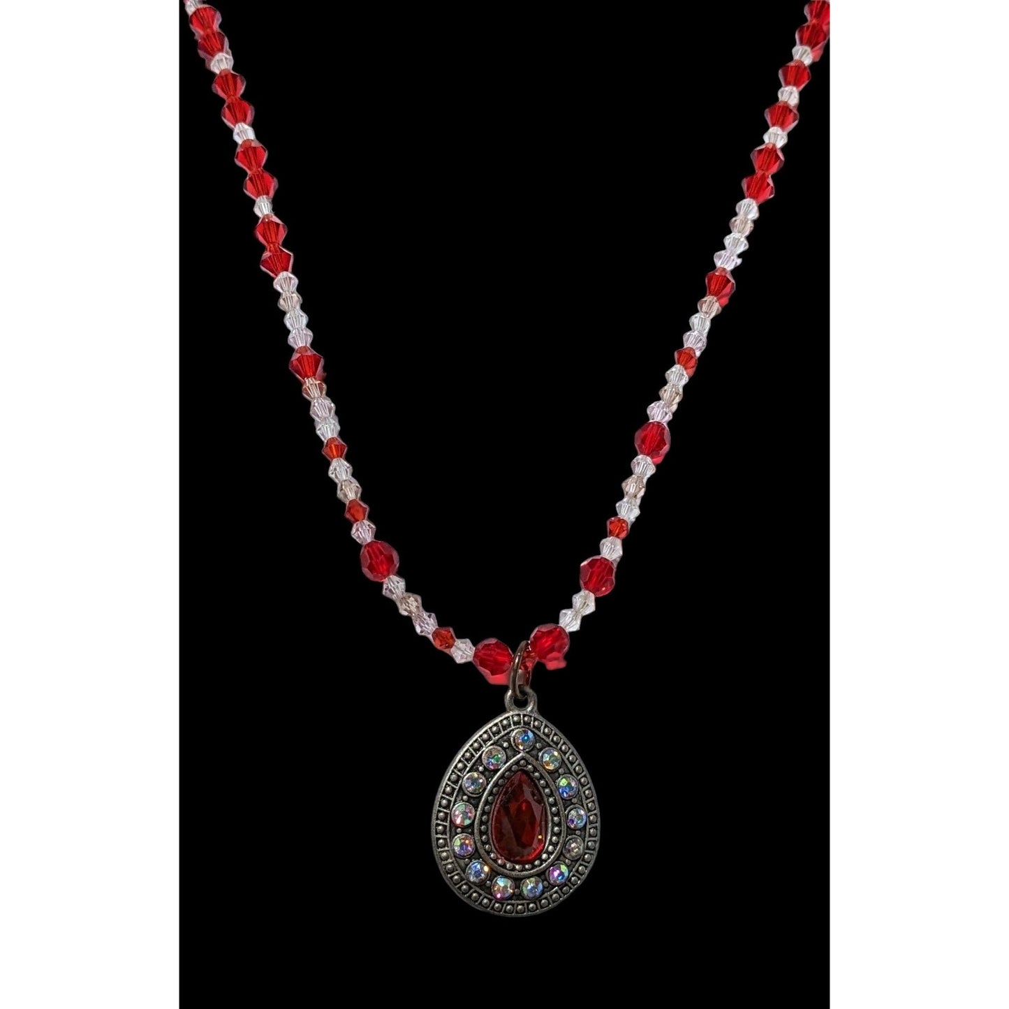 Vampire Glam Glass Beaded Teardrop Necklace