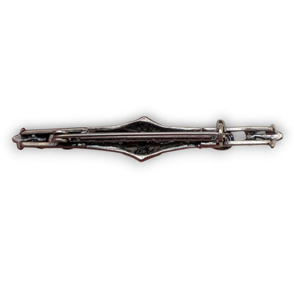 Vintage Art Deco Rhinestone Silver Tone Horseshoe Bar Brooch 2 1/2 Inch