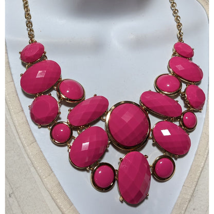 Charming Charlie Pink Gemmed Bib Necklace