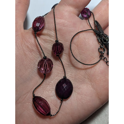 NY Purple Gem Beaded Necklace