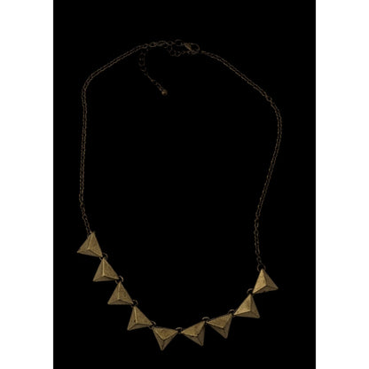 Distressed 3D Geometric Spike Stud Gold Tone Necklace