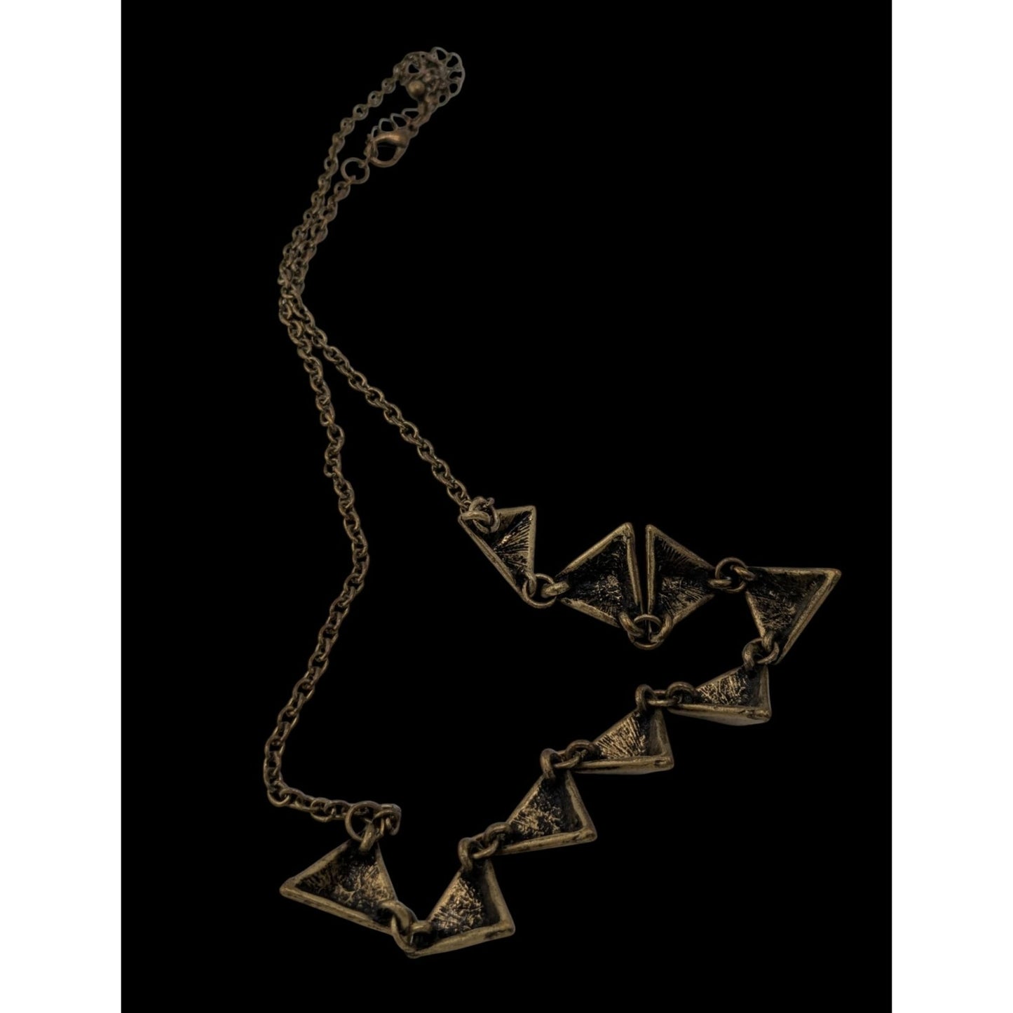 Distressed 3D Geometric Spike Stud Gold Tone Necklace