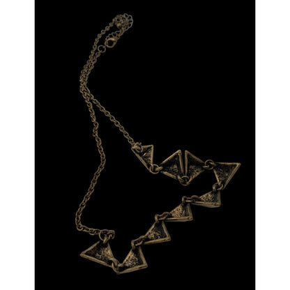 Distressed 3D Geometric Spike Stud Gold Tone Necklace