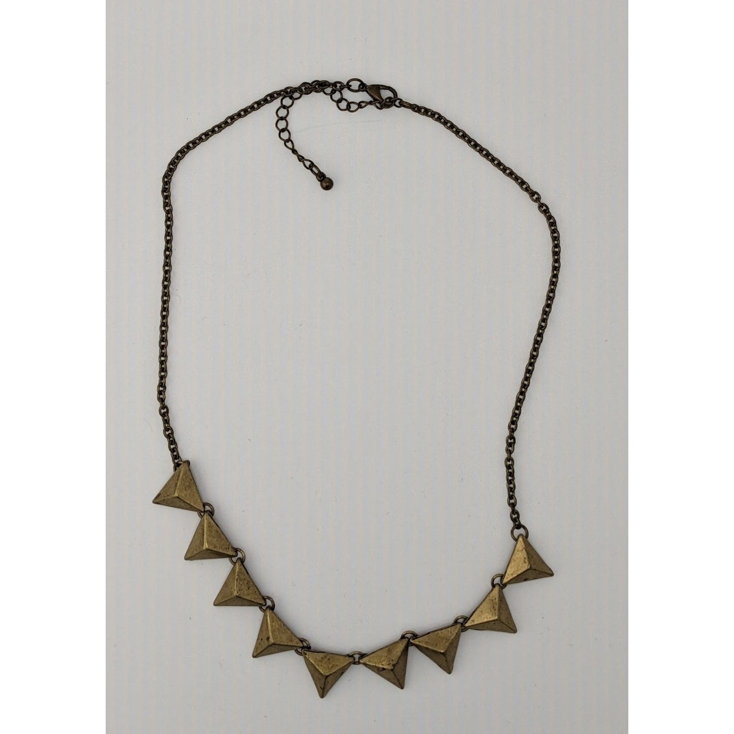 Distressed 3D Geometric Spike Stud Gold Tone Necklace