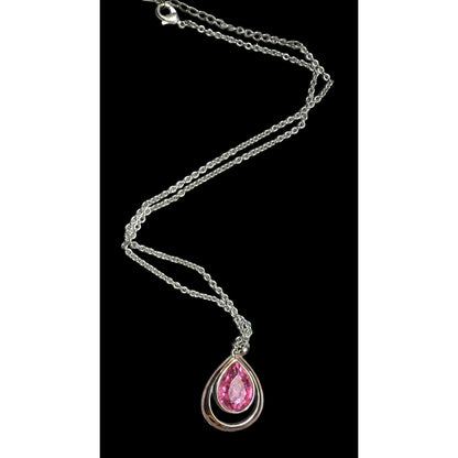 Coquette Pink Gemmed Teardrop Pendant Necklace