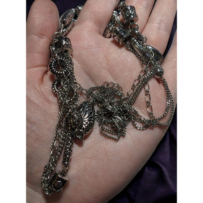 Lia Sophia Brutalist Multilyer Silver Chain Necklace