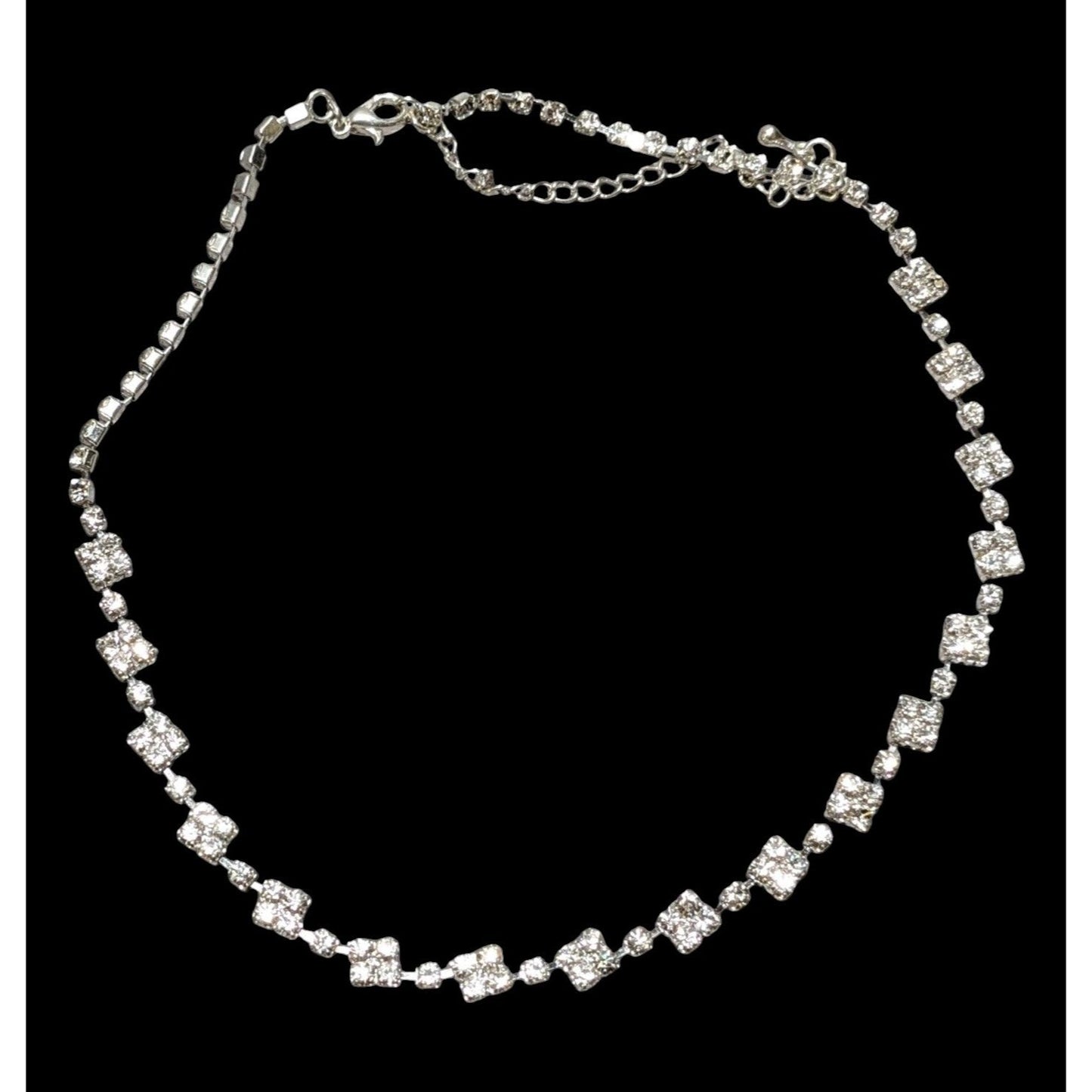 Elegant Glam Geometric Silver Rhinestone Necklace