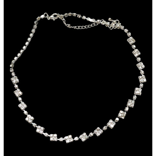 Elegant Glam Geometric Silver Rhinestone Necklace